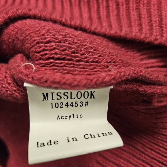 Misslook leopard color block pink grey white tight knit sweater size XS - Picture 7 of 8